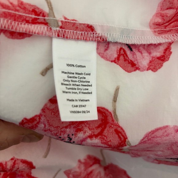 Talbots Womens Popover Blouse Poppy Red Blouse Size Medium Spring Vacation - Picture 8 of 8